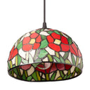 9.5" W Genevieve Red Flowers Stained Glass Dome Shade Pendant Light