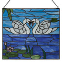 Romantic Swans Stained Glass Window Panel
