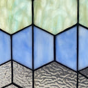 16.5"H Olivia Grey & Blue Cubes Stained Glass Window Panel