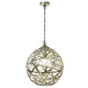16" W Jillian Industrial Abstract Nickel Metal Globe Shade Pendant Light