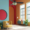 42" W Pierre LED Indoor Multicolored Mosaic Glass Ceiling Fan with Remote Control