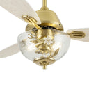 42" W Pepin Glam/Modern LED Indoor Clear Gold Glass Ceiling Fan with Oak and White Blades, Remote Control