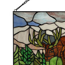 12" H Moose in Mountainscape Stained Glass Window Panel