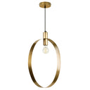 20" H Modern Brushed Gold Oval Shade Pendant