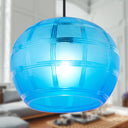 11.75" W Curtis Modern Blue Hand Blown Glass Globe Shade Pendant Light