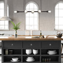 48" L 8-Light Degas Black Metal Industrial Chandelier