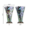 13.5" H Tiffany-Style Floral Vase Stained Glass Hurricane Table Lamp