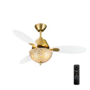 42" W LED Indoor Gold and White Mosaic Glass Ceiling Fan with Remote Control