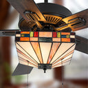 52" W Kyle Indoor Tiffany Stained Glass Ceiling Fan with Remote Control