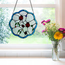 12" H Ladybugs Round Stained Glass Window Panel
