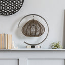 13.75"H Brushed Nickel Iron Table Lamp with Rattan Shade