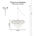14.25"H Clear and Chrome Tiered Crystal Glass Plug-in and Hardwire Hanging Chandelier