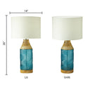 26" H Coco Glass and Mango Wood Table Lamp