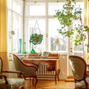 13" W Hanging Plant Tiffany-Style Stained Glass Window Panel