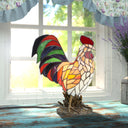 15"H Stained Glass Rooster Accent Lamp