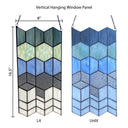 16.5"H Olivia Grey & Blue Cubes Stained Glass Window Panel