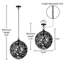Magnolia 16.25"W Modern Black Abstract Globe Metal Pendant Light