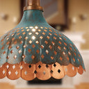 12" W 1-Light Orlando Faux Blue Patina Metal Pendant