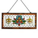 30"L Fleur De Lis Stained Glass Pub Window Panel