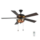52" W Halston Indoor Tiffany Stained Glass Oil Rubbed Bronze Ceiling Fan with Remote Control