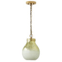 9 in. Gold 1-Light Pendant with Gold and Cream Ombre Mercury Glass Shade