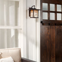 River of Goods Terracotta Stained Glass and Oil Rubbed Bronze 1-Light Outdoor Lantern Wall Sconce