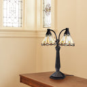 21'' H Bryant Prairie Style Stained Glass Table Lamp with Black Block Base