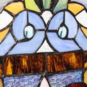 36"H Victorian Stained Glass Fleur De Lis Window Panel