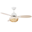42" W Cecily LED Indoor Amber Swirl Hand-Cut Glass White Ceiling Fan with Remote Control