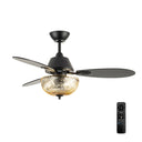42" W Cecily LED Indoor Amber Swirl Hand-Cut Glass Black Ceiling Fan with Remote Control