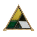 11" H Stained Glass Triangle Shade Wood Base Accent Lamp