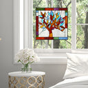 18"H Tiffany Style Stained Glass Mystical World Tree Window Panel