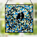 12" W Love Birds Mosaic Stained Glass Window Panel