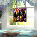 12" W Colorful Mosaic Landscape Stained Glass Window Panel