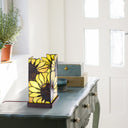 9.75" H Sunflower Stained Glass Hurricane Uplight Accent Lamp