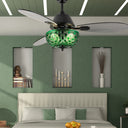 42" W Brynn LED Indoor Green Hand-Cut Glass Globe Shade Ceiling Fan with Remote Control