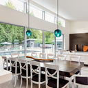 6" W Anthony Retro Teal Hand-Blown Glass Globe Shade Pendant Light with Hand Cut Polka Dot Design