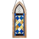 36" H Victorian Checkerboard Cathedral-Style Stained Glass Window Panel