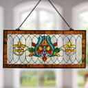 30"L Fleur De Lis Stained Glass Pub Window Panel