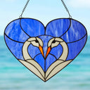 15.5" L Loving Swans Tiffany-Style Stained Glass Window Panel