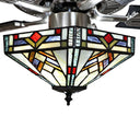 52"W Bungalow Mission Stained Glass 5-Blade Hexagon LED Ceiling Fan with Remote Control