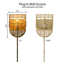 25.75"H Brushed Gold Iron Wall Sconce with Hemp Rope Shade