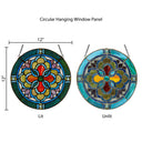 12"H Round Geometric Stained Glass Window Panel