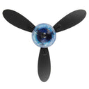 42" W Cecily LED Indoor Blue Swirl Hand-Cut Glass Black Ceiling Fan with Remote Control