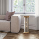 23" H Remi Punched Metal and Mango Wood Pedestal Floor Lamp