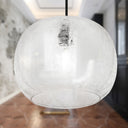 9.75" W Scottie Glam Clear Textured Glass & Black Metal Globe Shade Pendant Light