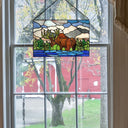 12" H Moose in Mountainscape Stained Glass Window Panel