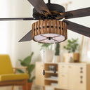 52" 5-Blade LED Mid-Century Wood Lighted Ceiling Fan with Remote Control