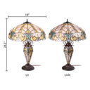 24.5" H Halston Double Lit Ivory Bowl Shade Stained Glass Table Lamp