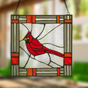 11"H Carol the Cardinal Stained Glass Window Panel